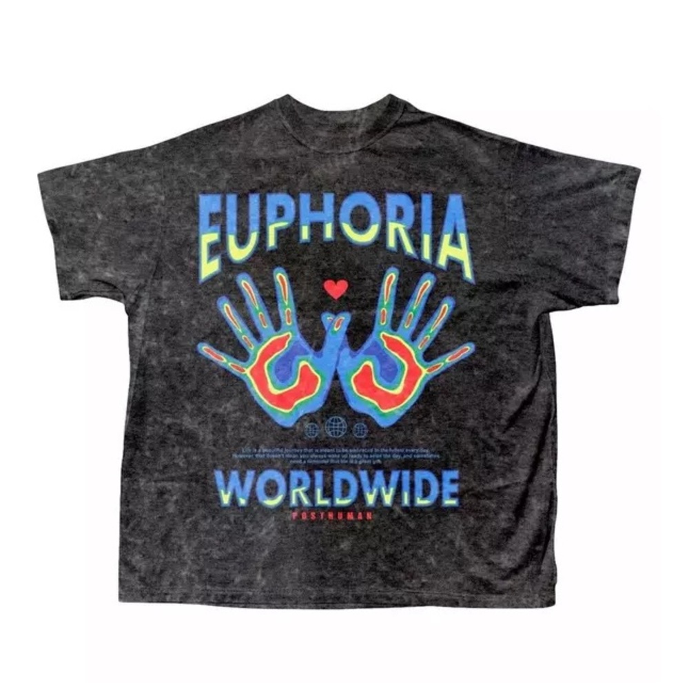 NEW Post Human Women's Euphoria Graphic Tee - Grey Size: L